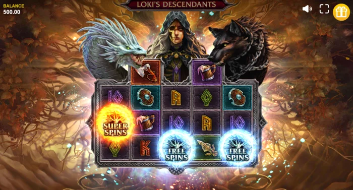 Loki's Descendants - Serpent-Funktion aktiviert mit diagonalen Wilds